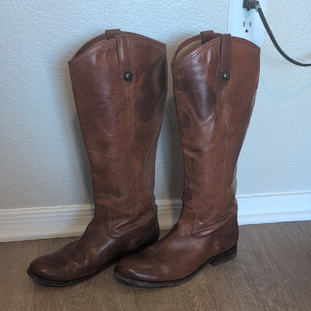 Brown Leather Knee-High Boots